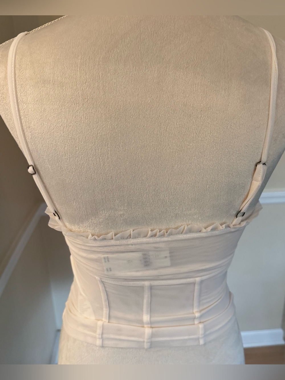 🤍🩰 NWT Pilcro Ivory Mesh Ruffle Corset Cami Top XS Anthropologie - Picture 3 of 7